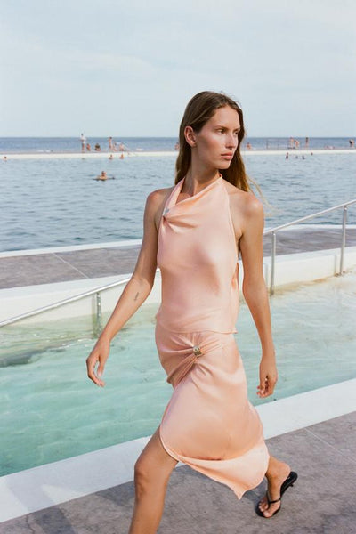 Clara | Satin halterneck top