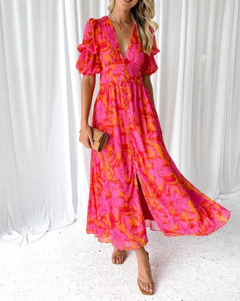 Derana | Maxikjole rød orange pink