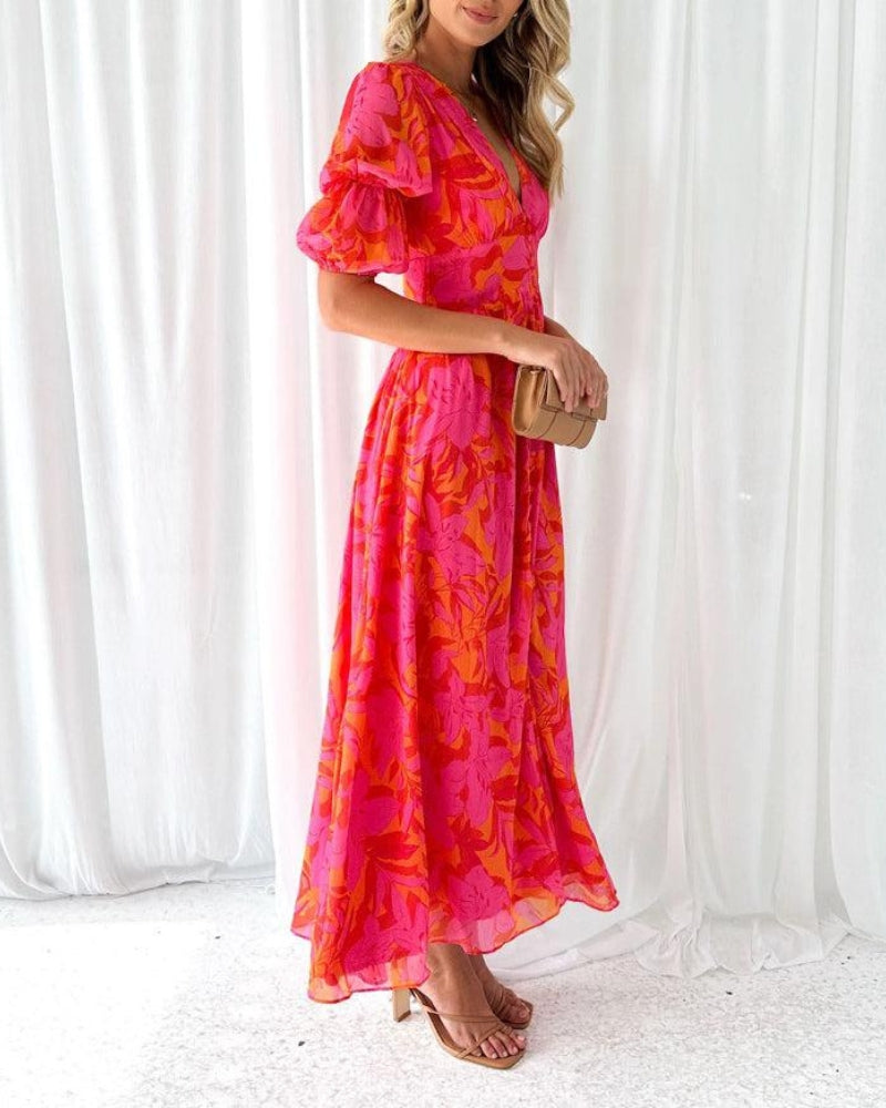 Derana | Maxikjole rød orange pink