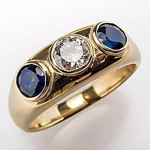Blå krystalring i vintage guld